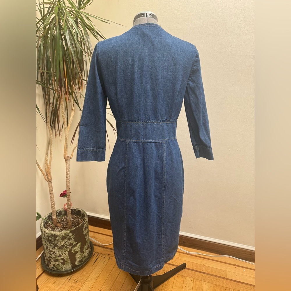 Vintage 90s Avon Fashions Denim Kokopelli Midi Dress | Southwest Boho - Picture 2 of 12